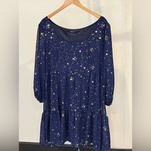 2XL Dress Bundle – Star Print & Blue Floral Babydoll Dresses